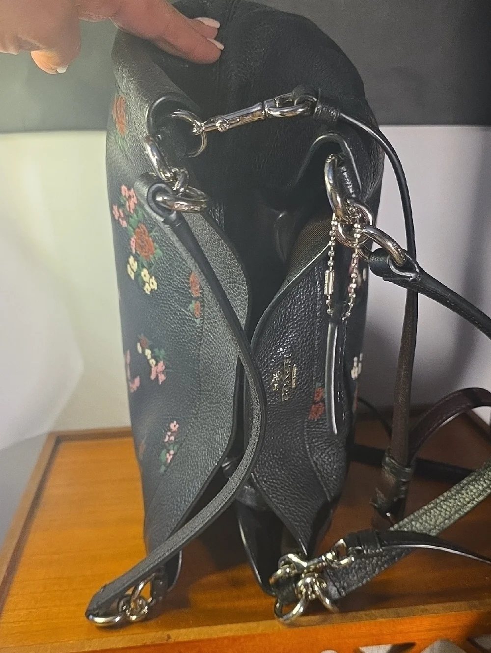 Coach Floral Lexy Refined Pebble Leather
